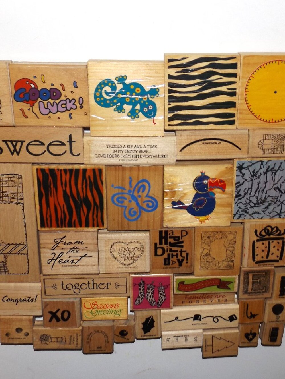 Mixed Vintage Lot Mounted Wood Block Rubber Stamps 53 Pc Stampin’ Up! & More